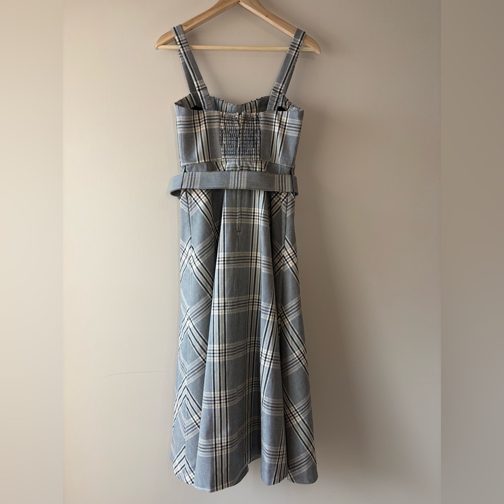 NEW Cara Cara Calypso Belt Midi Dress Raymond Plaid Gray Multi US 6 UK 10 - Picture 7 of 14